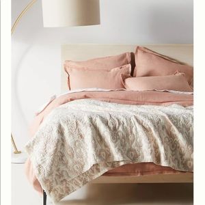 Anthropologie Jaslyn Woven Damask Bed Blanket— Full Size